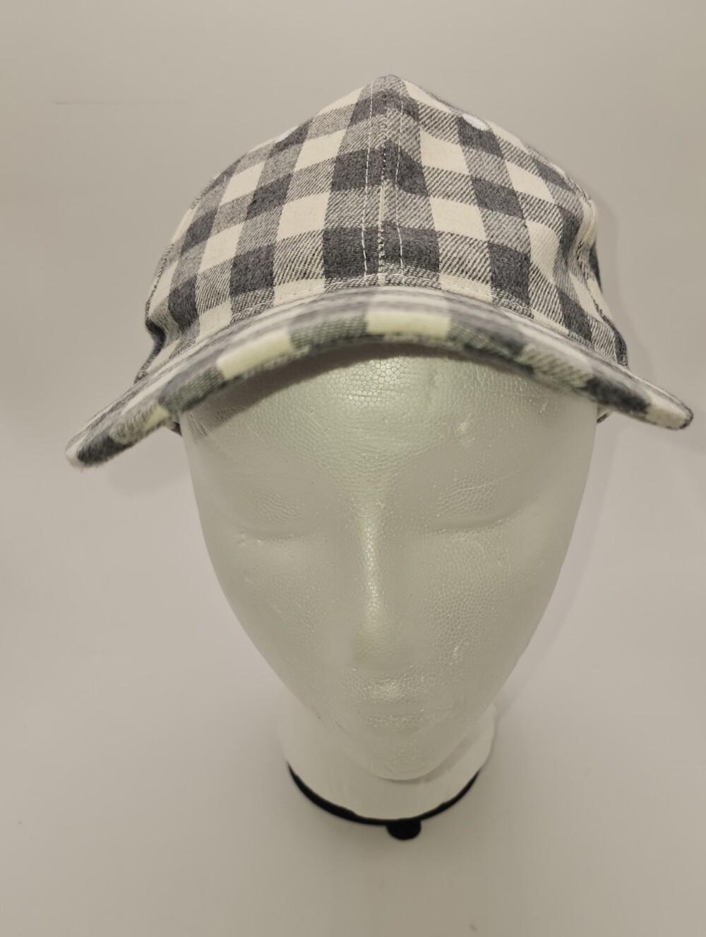 Cocus Pocus Gray and Cream Buffalo Plaid Baseball Cap, NWOT